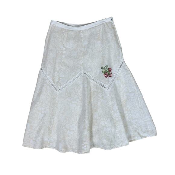 Liz Claiborne Dresses & Skirts - VTG 90s 100% Cotton Floral Strawberry A-Line Skirt 4P Cottage Boho Whimsy Y2K